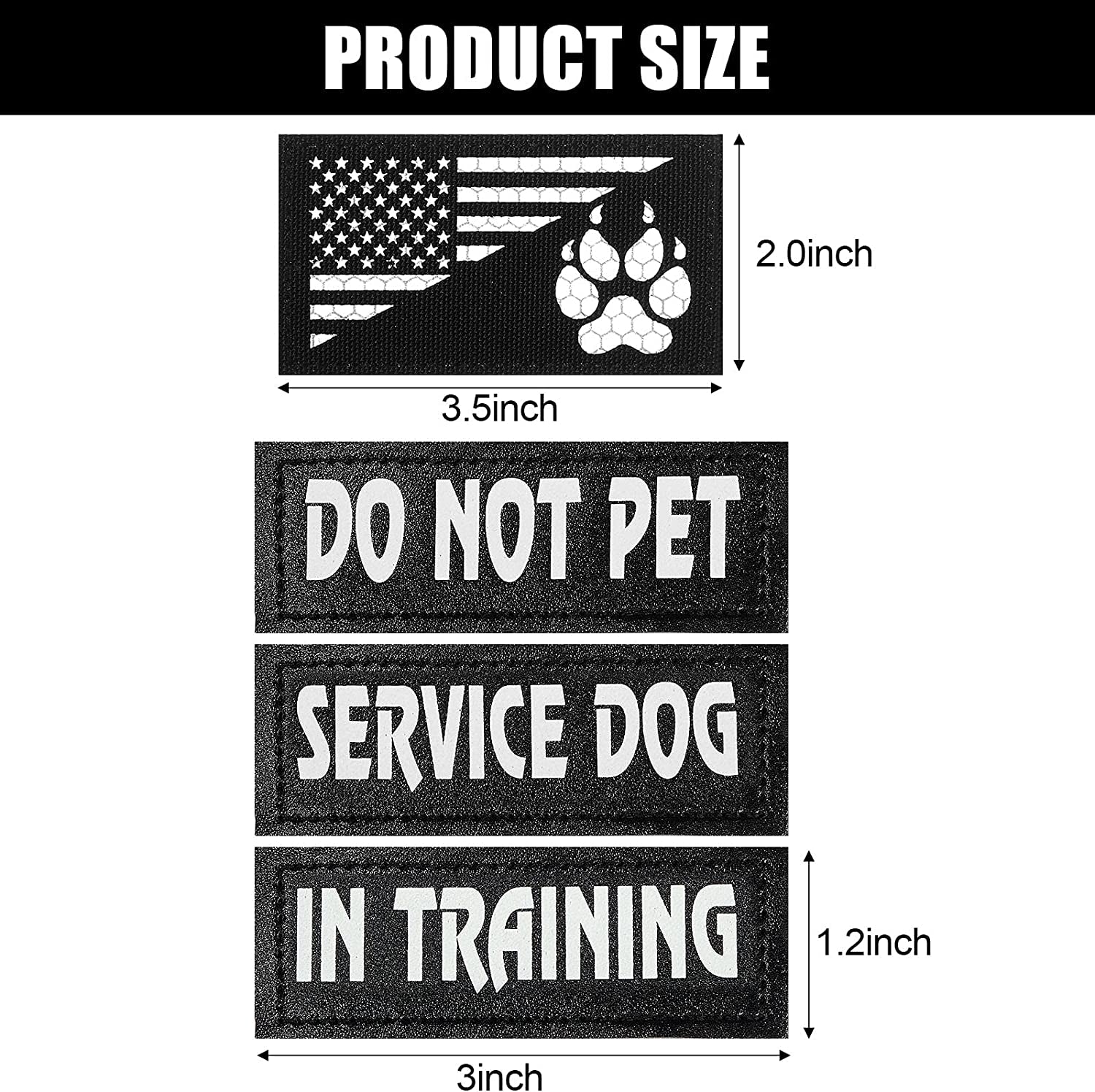 8 Pieces Reflective Service Dog Vest Patches Do Not Pet in Training Harness Removable Tactical Dog Vest Patches with Printed Paw(Classic Patterns,3 X 1.2 Inch)