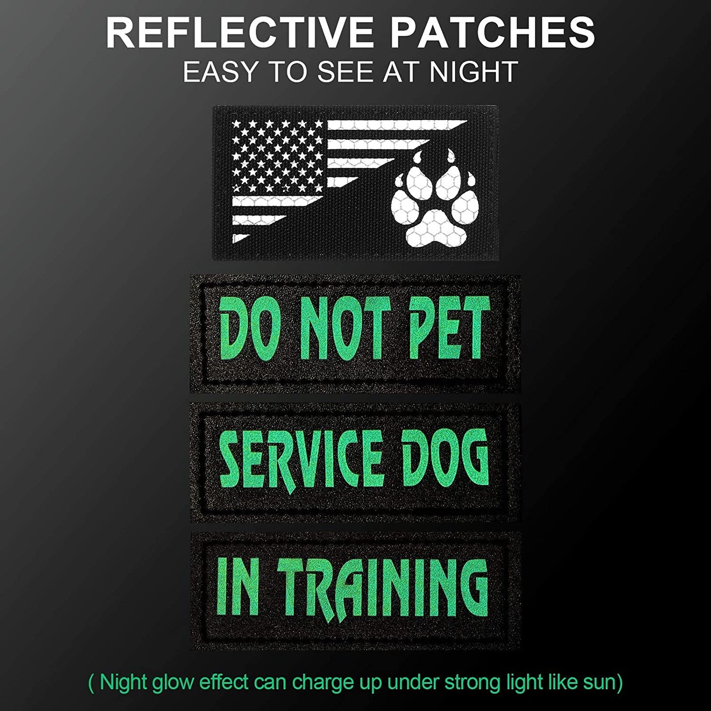 8 Pieces Reflective Service Dog Vest Patches Do Not Pet in Training Harness Removable Tactical Dog Vest Patches with Printed Paw(Classic Patterns,3 X 1.2 Inch)