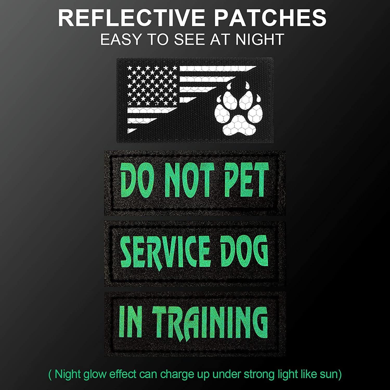 8 Pieces Reflective Service Dog Vest Patches Do Not Pet in Training Harness Removable Tactical Dog Vest Patches with Printed Paw(Classic Patterns,3 X 1.2 Inch)
